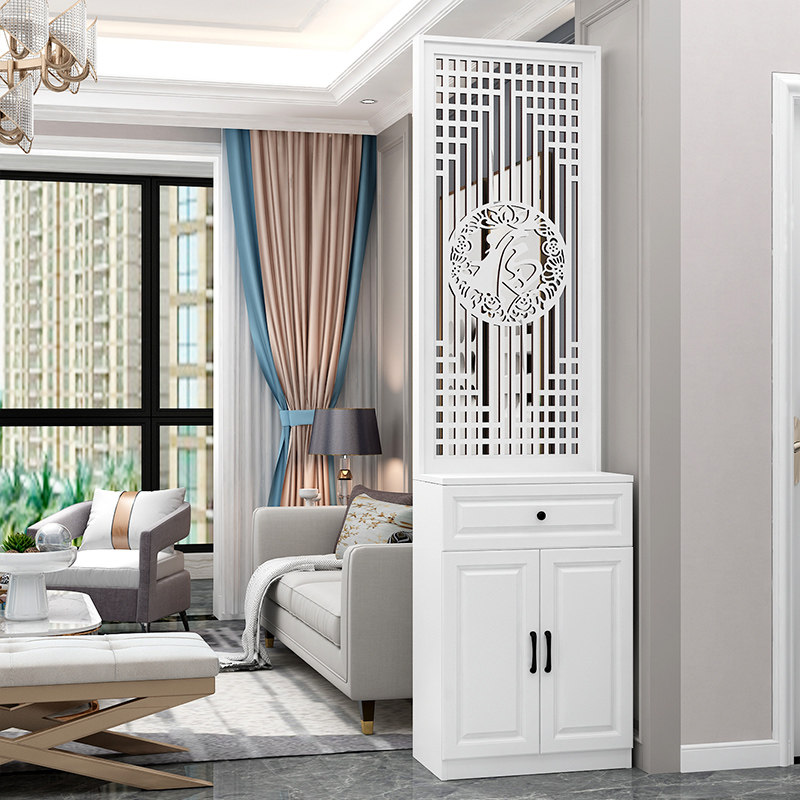 New Chinese Living Room Screen Partition Decoration Home Net Red Hollowed-out Shielded Gate Hall Entrance Door Solid Wood Genguan Cabinet