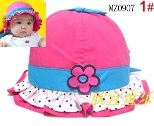 New children's hat a flower polka dot edge children's cotton pot hat sun hat princess hat girls hat 2016