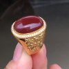 Exquisite collection-grade Wassily made oxblood red ring, 18k gold thick gold with large diamonds inlaid with solid color naked surface