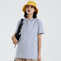 Lapel short sleeve polo shirt summer cotton T-shirt kindergarten teacher milk tea shop overalls women custom printed logo