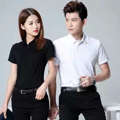 Summer lapel short-sleeved T-shirt tooling custom pure cotton polo shirt car beauty salon overalls men's tops printing