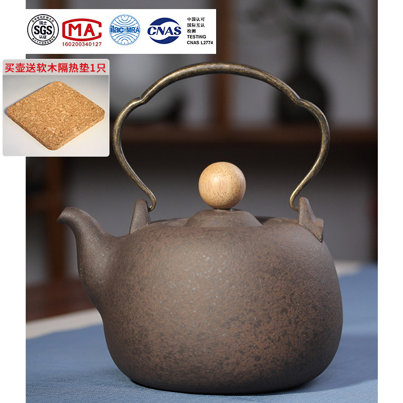 Taiwan Tea School Old Rock Clay Geely Five Rows Of Kettle Boiling Kettle Boiling Teapot Pottery Kettle Black Crystal Stove Tea