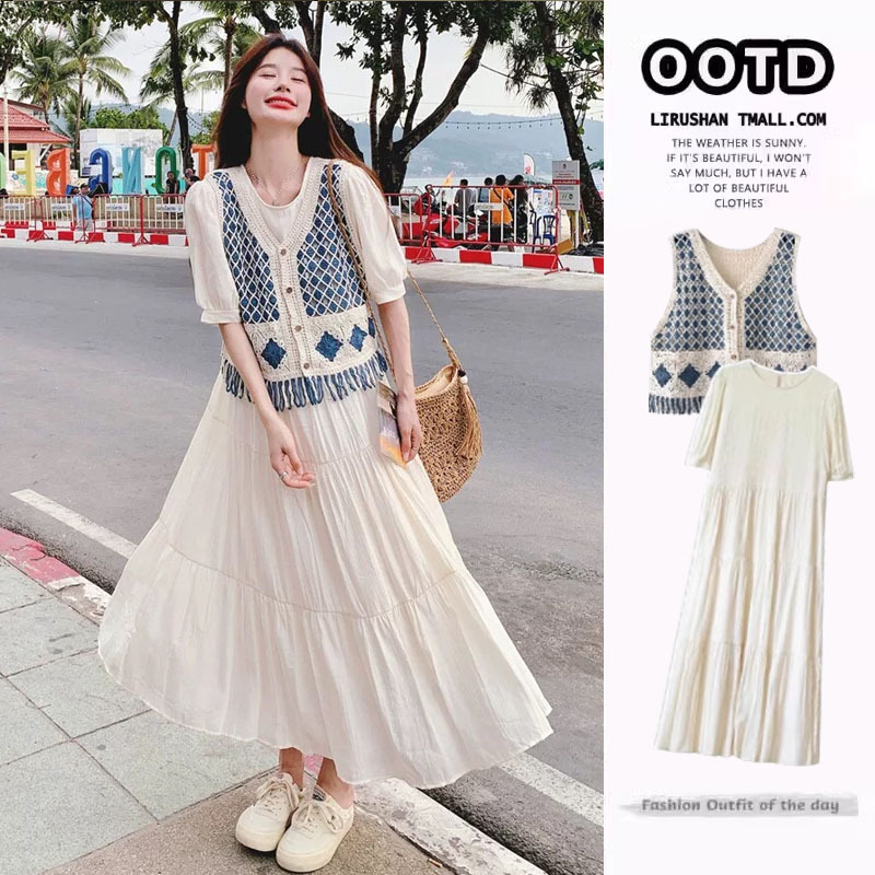 Maternity Summer Dress 2025 New Style Vest A-Line Long Dress Women's Summer Outfit Fashionable and Stylish