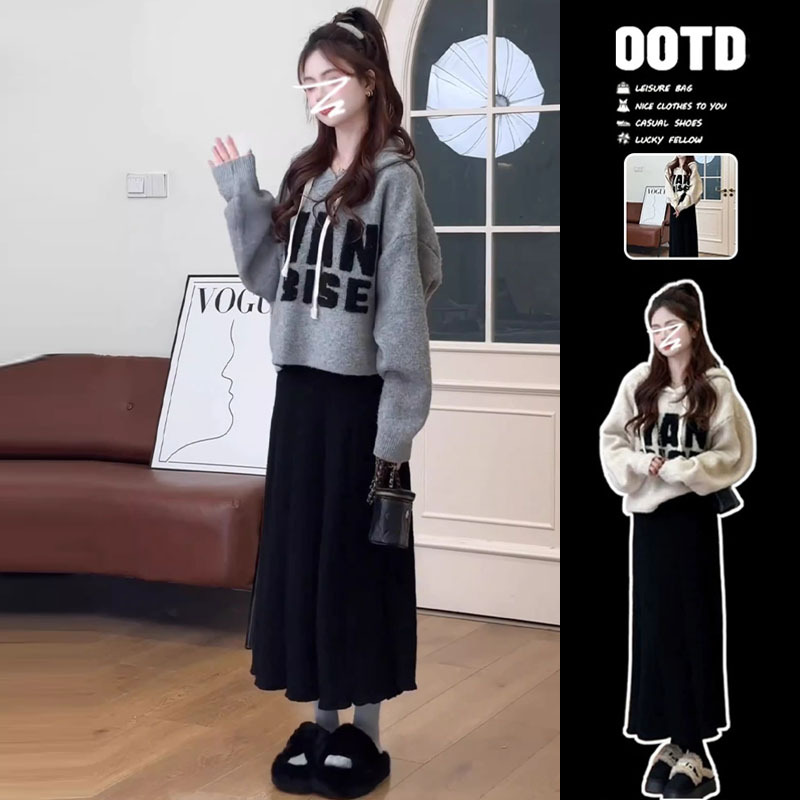 Maternity Wear Autumn Set 2025 New Dress Knitted Top Half Skirt Pregnant Mother French Style Outfit Autumn and Winter Maternity Wear Autumn Set 2025 New Dress Knitted Top Half Skirt Pregnant Mother French Style Outfit Autumn and Winter
