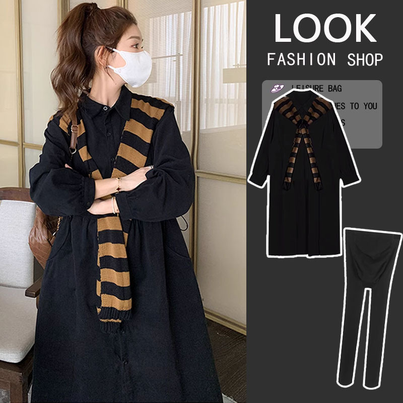 Maternity Wear Spring Dress 2025 New Shawl Shirt Women's A-Line Polo Long Skirt Spring and Autum Two-Piece Set Maternity Wear Spring Dress 2025 New Shawl Shirt Women's A-Line Polo Long Skirt Spring and Autum Two-Piece Set
