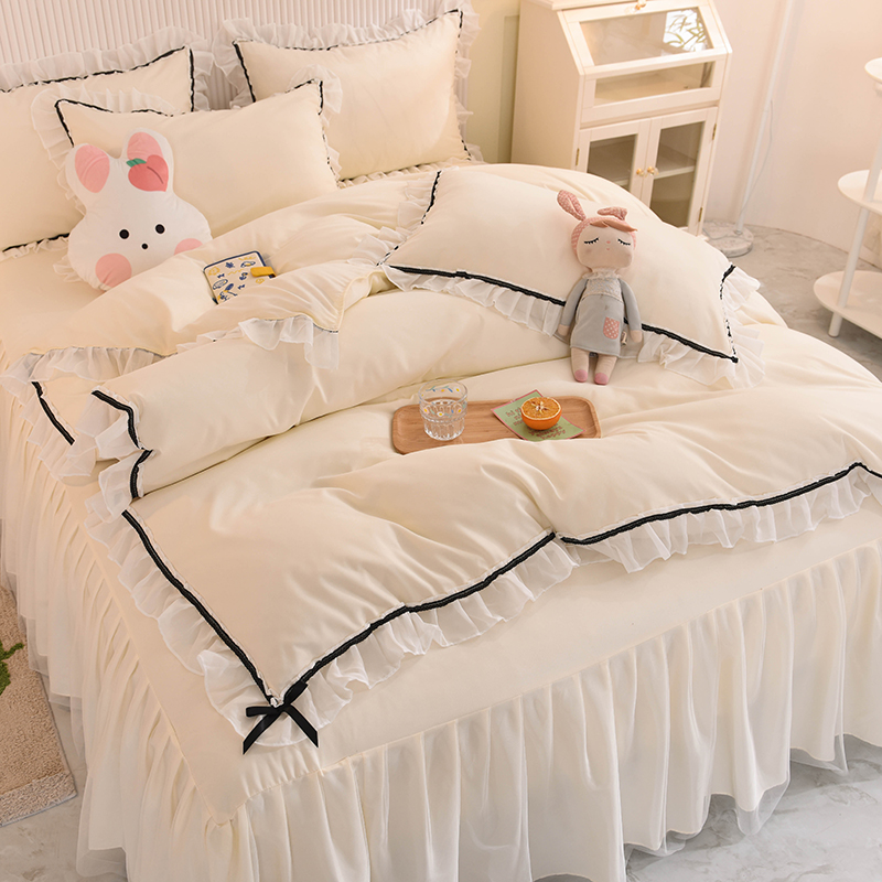 White Princess Wind Bed Linen Bed Linen Quilt Cover Bed Four Pieces Of Summer Spring Summer Style Single Dormitory Bed Three Sets