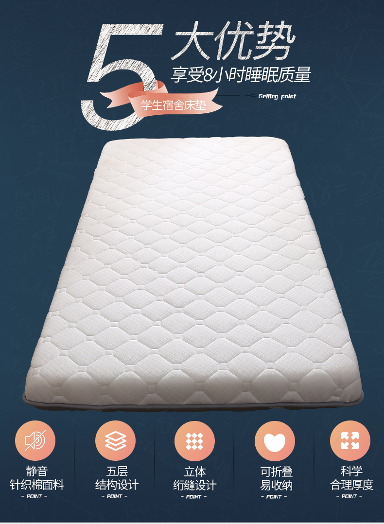 Four Seasons phòng ngủ chung nệm pad là miếng bọt biển nhỏ sinh viên ký túc xá nệm 0.9m ẩm dày đệm pad Độc thân - Nệm nệm mút