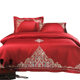 European-style tribute satin big red wedding four-piece set cotton embroidery new wedding bedding wedding six-piece bedding