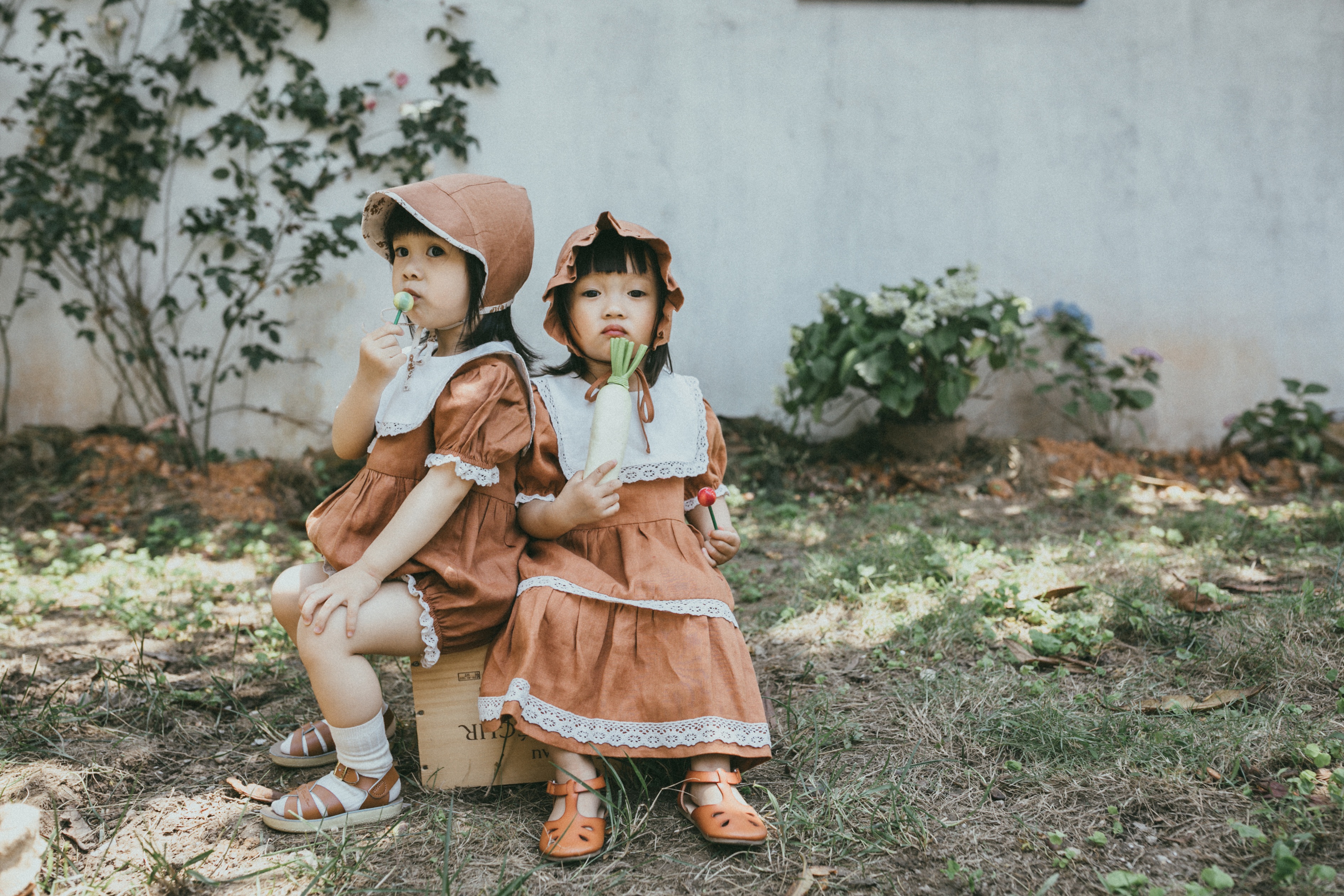 666 Non-returnable RHC baby washed linen vintage rust orange baby maid dress bag fart coat