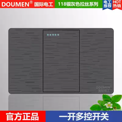 International electrician type 118 concealed silver dark gray switch socket panel household combination one-open multi-control switch