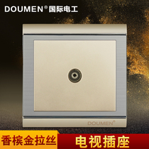 International Electrician TV Limited Socket Type 86 Stainless Steel Brushed Panel Wall Switch Socket Champagne Gold