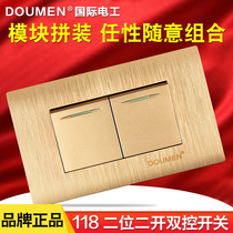 International electrician Type 118 switch socket panel wall power supply champagne gold brushed two position two open dual control switch