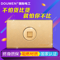 International electrician one computer network cable switch socket 118 type champagne gold round combination switch socket package