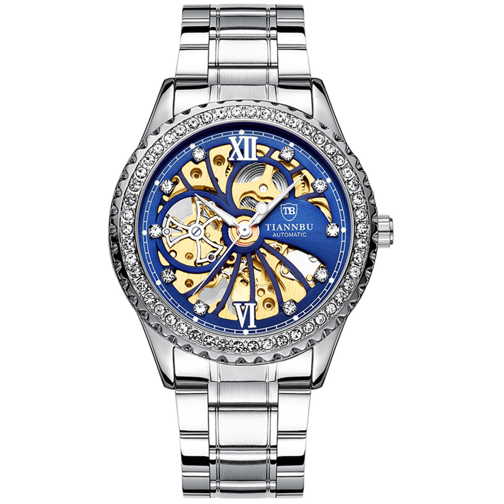Automatic Mechanical Watch Men's Steel Business Skeleton Glow_voghion.com