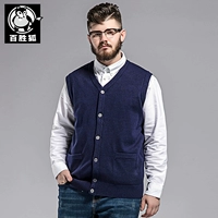 Yum fox áo len chất béo áo len vest nam trung niên cộng với phân bón XL nam dệt kim cardigan chất béo vest vest áo len cardigan nam