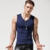Áo vest nam dáng rộng, dáng ôm sát cổ chữ V cotton trẻ trung thể thao thể thao bó sát không tay áo không tay nam Lót