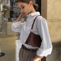 Base paragraph white shirt female small commuter 100 hitch long sleeve shirt design feeling small crowdsummer thin blouse