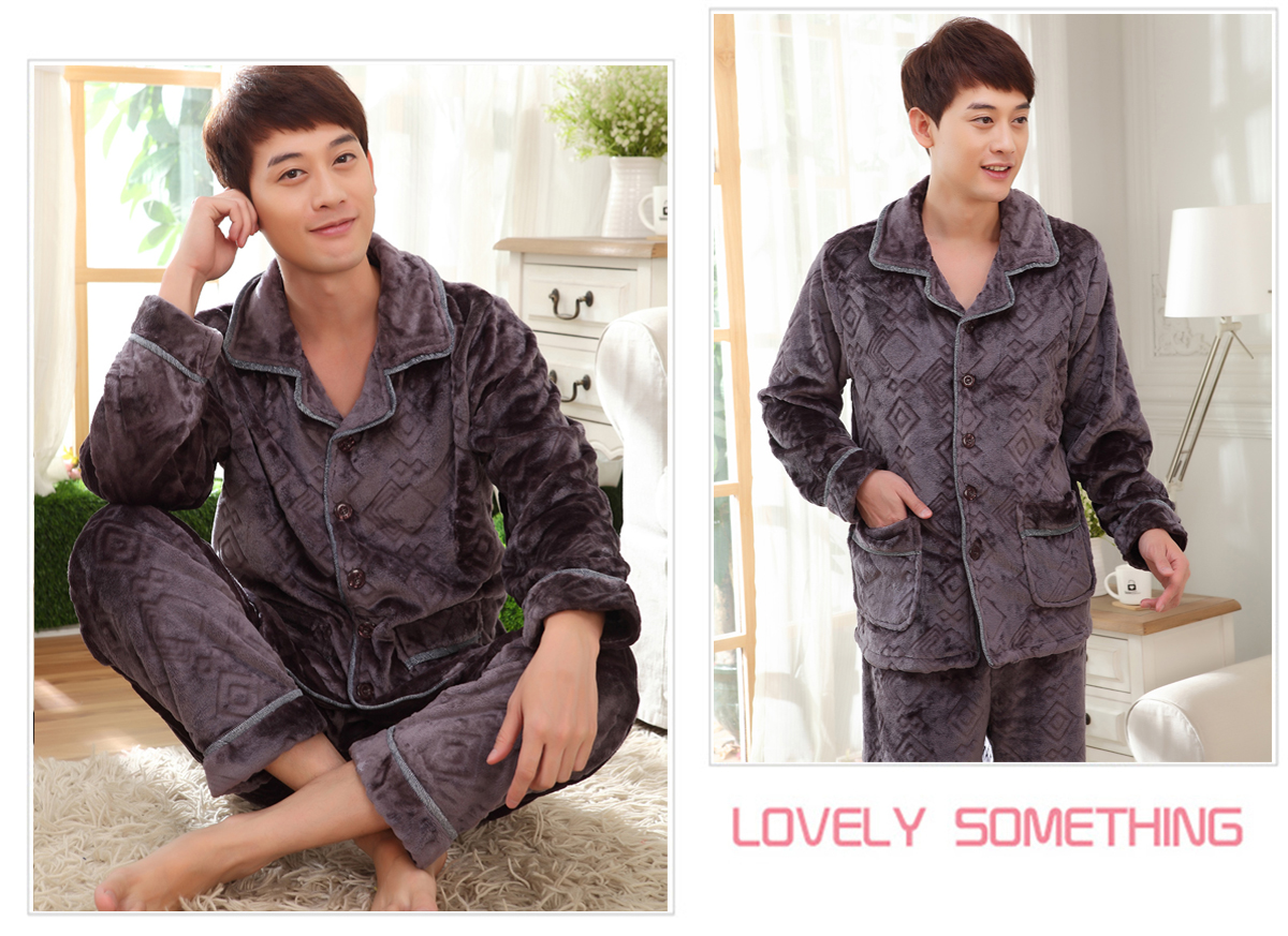 Mùa thu và mùa đông san hô lông cừu cặp đôi đồ ngủ nam cộng với nhung cha mẹ trung niên flannel phụ nữ dịch vụ nhà phù hợp với XL bộ đũi nam