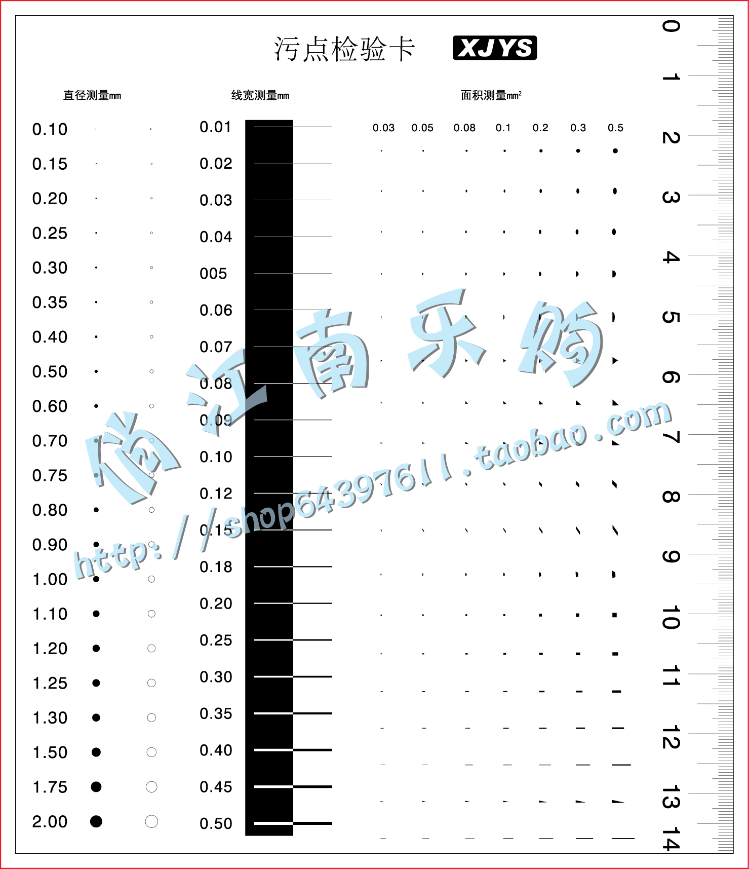 Point gauge taintment inspection card comparison card line gauge Film ruler smudge point line gauge 120x140mm