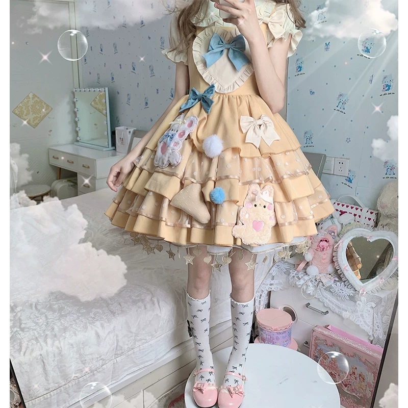 Подлинное платье, (Physicals), стиль лолита, с маленькими медведями, Lolita Jsk