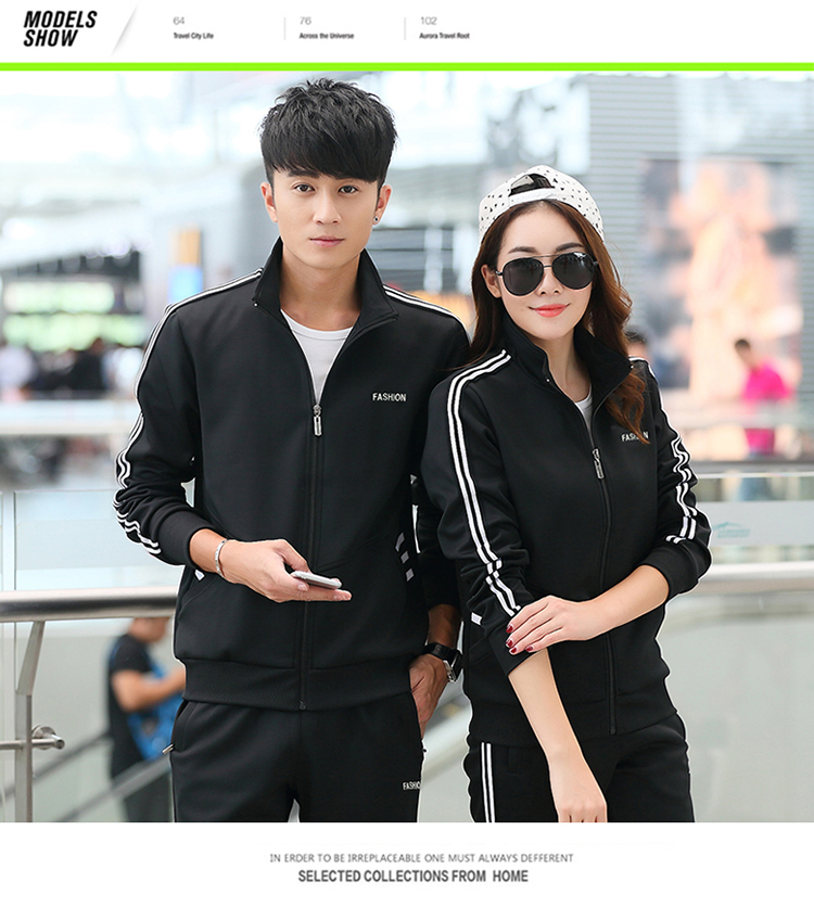 Cặp đôi thể thao phù hợp với nam chạy bộ thể thao nam và nữ Cặp đôi thể thao mùa xuân và mùa thu quần áo chạy bình thường phụ nữ mùa thu bộ quần áo thu đông nam adidas
