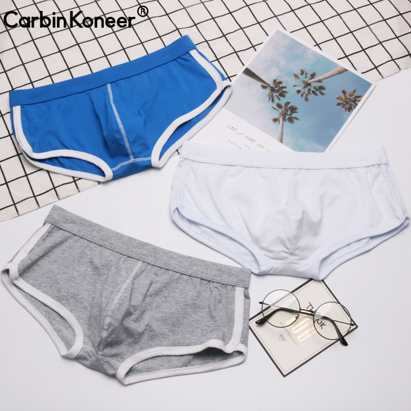 Pure cotton briefs unisex with pouch bag sexy slim men's underwear low waist sports youth small briefs