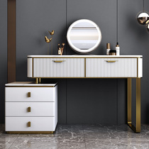 Light luxury dressing table bedroom post modern Net red light mirror telescopic rock plate small apartment makeup desk storage cabinet integrated