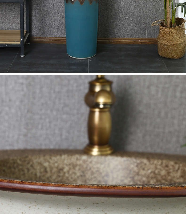 Basin of Chinese style restoring ancient ways ceramic column vertical integrated lavabo floor pillar lavabo art Basin