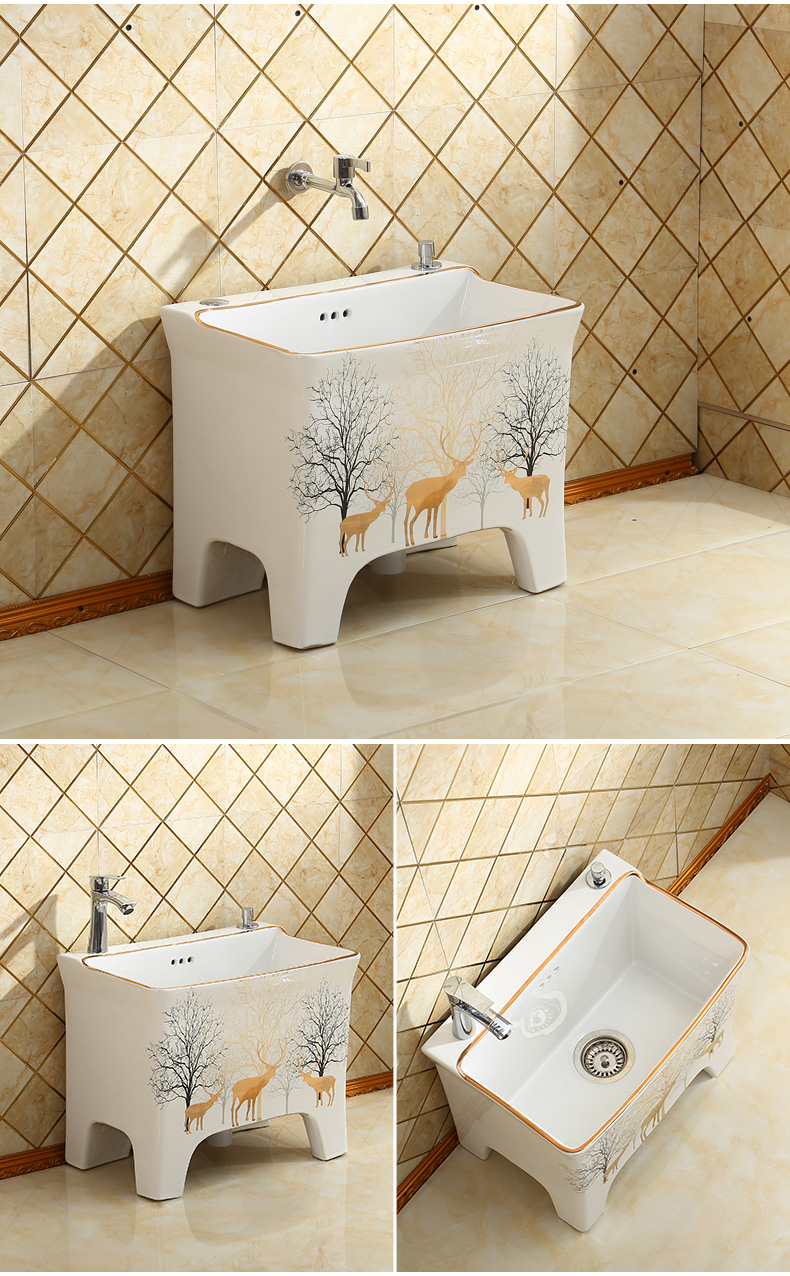 Northern wind concept - people four feet mop pool ceramic wash mop pool large rectangular balcony toilet mop pool basin