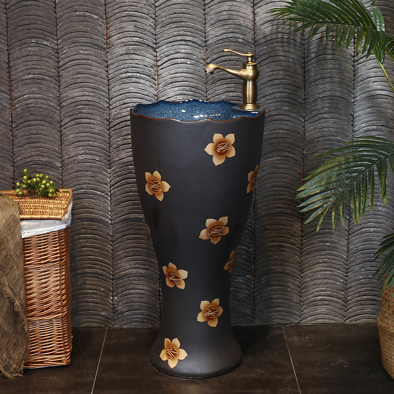 What king of pillar basin ceramic Chinese style restoring ancient ways basin of pillar type lavatory floor the sink a body art column