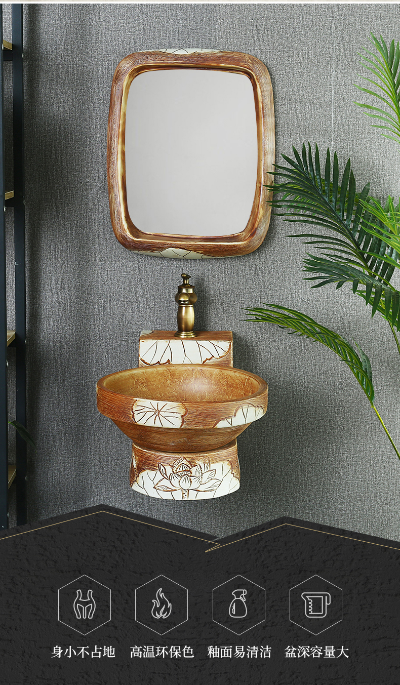 What king of Chinese style restoring ancient ways ceramic balcony hang a wall lavabo household small family toilet lavatory basin