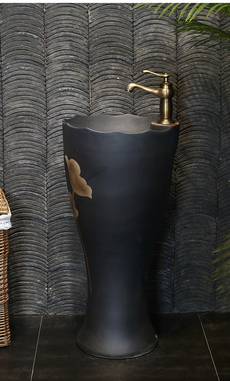 Ceramic column type lavatory Chinese style restoring ancient ways basin is suing lavabo courtyard villa is suing one column column