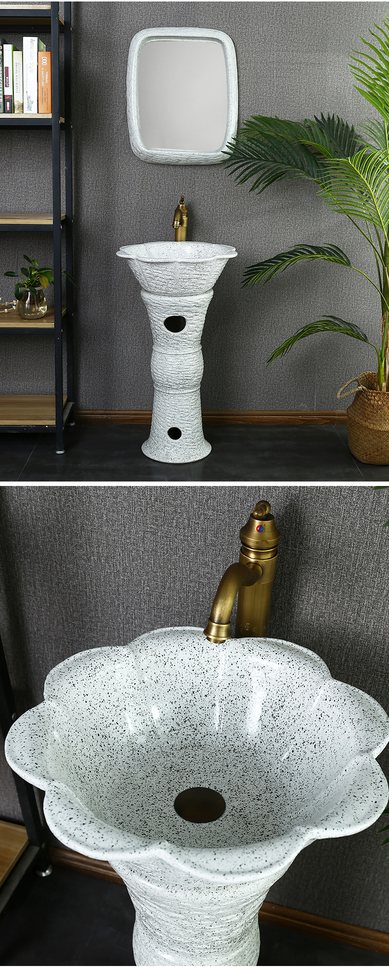 Tom king ceramic art basin integrated basin the post column type lavatory courtyard is suing floor the sink