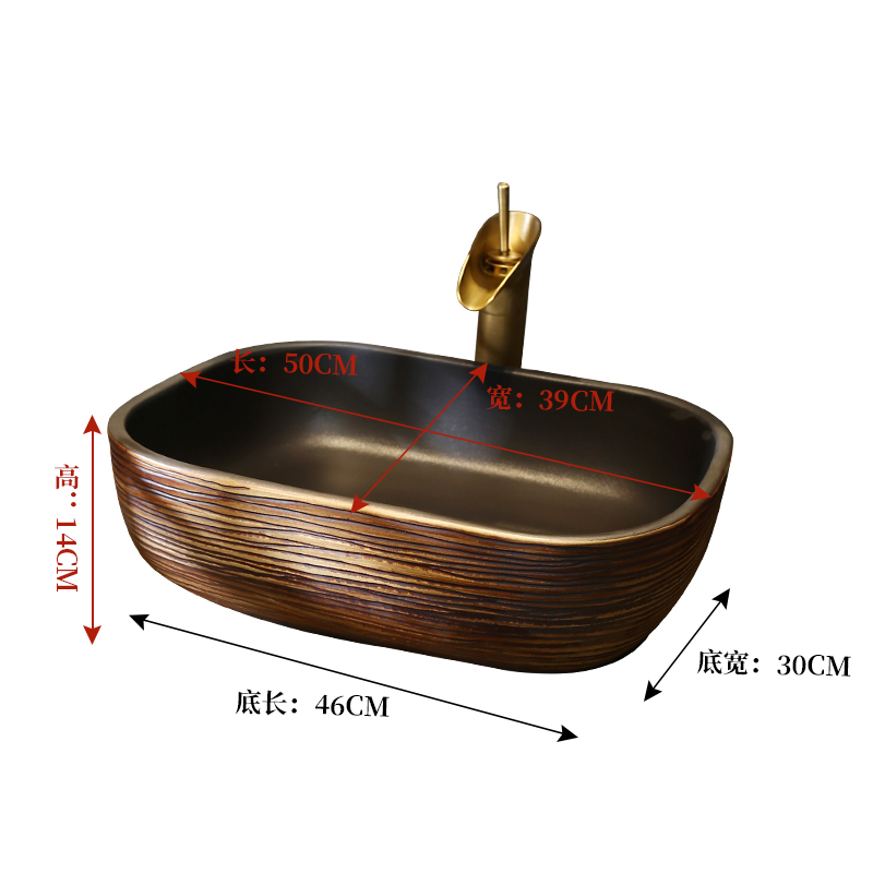 What king of Chinese ceramic lavabo household art basin pool sinks fangyuan red lines on the stage basin restoring ancient ways