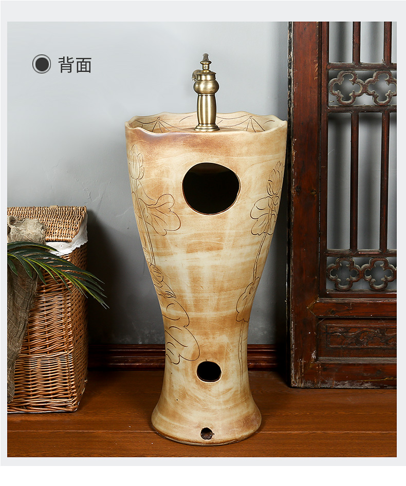 What king of Chinese style arts column basin ceramic pillar lavabo courtyard villa floor type lavatory restoring ancient ways