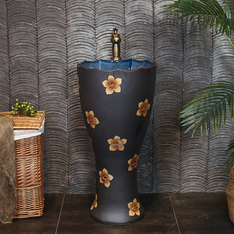 What king of pillar basin ceramic Chinese style restoring ancient ways basin of pillar type lavatory floor the sink a body art column