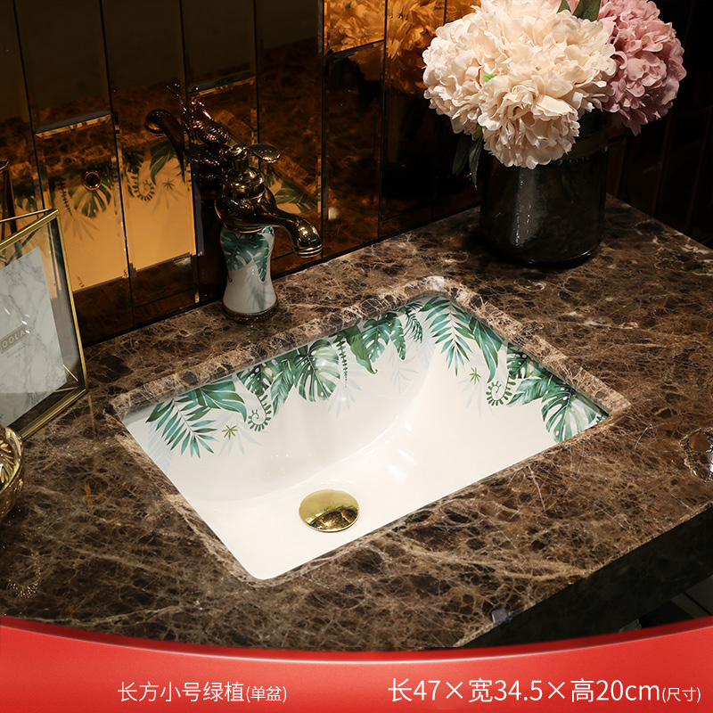 Beautiful queen cell basin square embedded ceramic lavabo household toilet stage basin under small lavatory basin