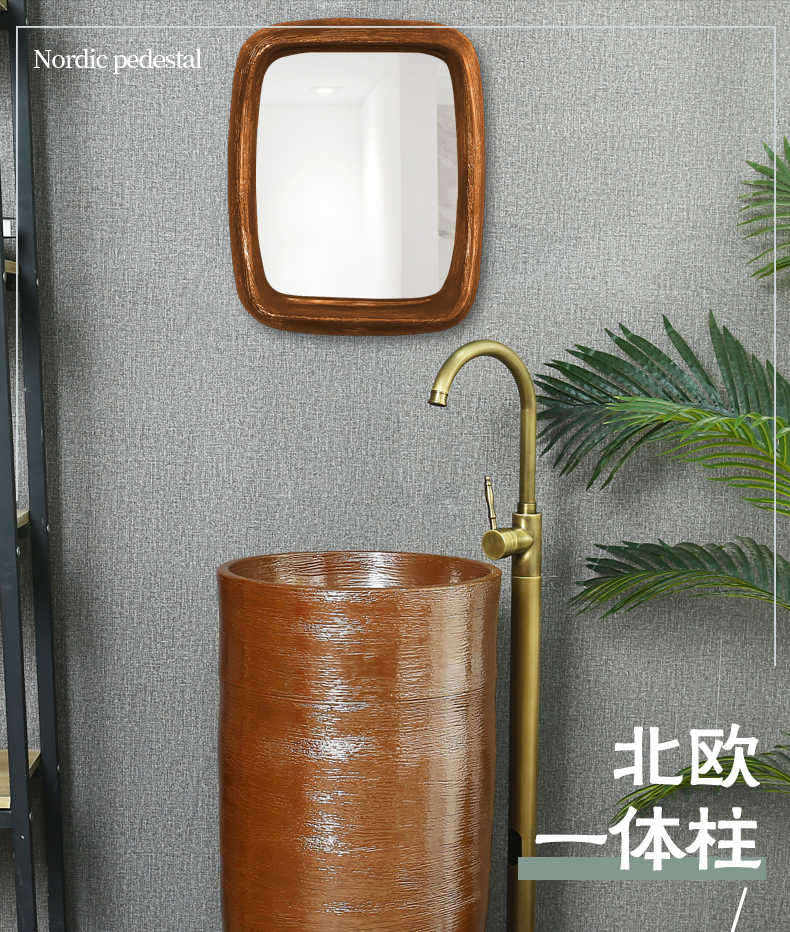 King beautiful ceramic balcony column vertical lavabo Nordic toilet basin hotel contracted pillar type lavatory