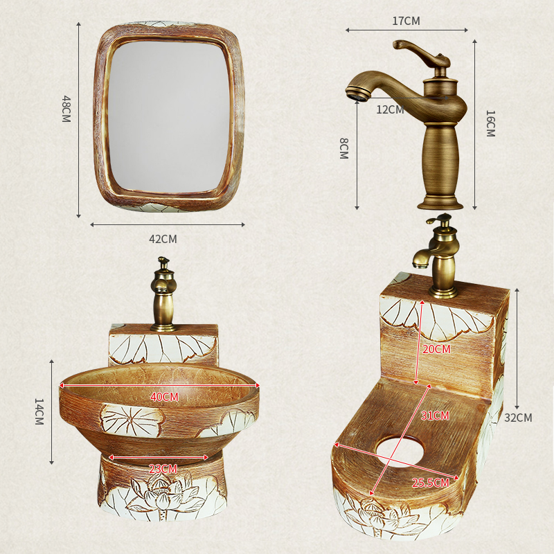 What king of Chinese style restoring ancient ways ceramic balcony hang a wall lavabo household small family toilet lavatory basin