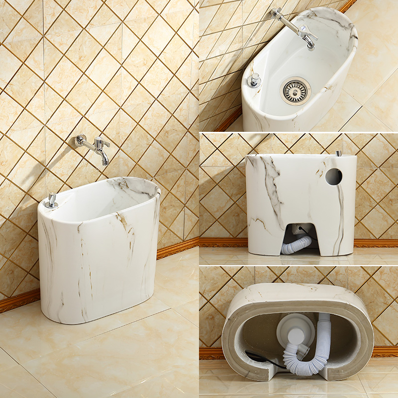 Tom wanda, oval European household toilet marble balcony ceramic wash mop mop pool pool