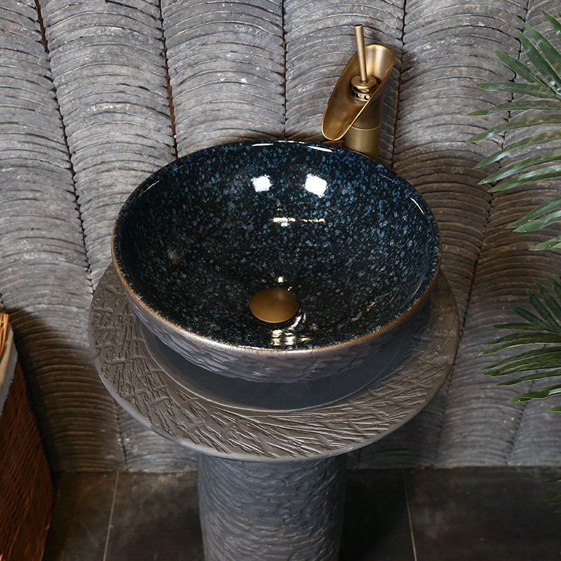 Retro stone grain pillar basin ceramic art basin of pillar type lavatory sink basin one floor column