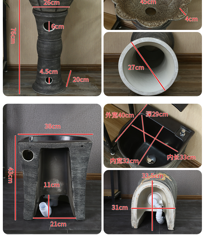 King beautiful ceramic pillar type lavatory basin integrated basin ground column pillar lavabo of jingdezhen ceramics