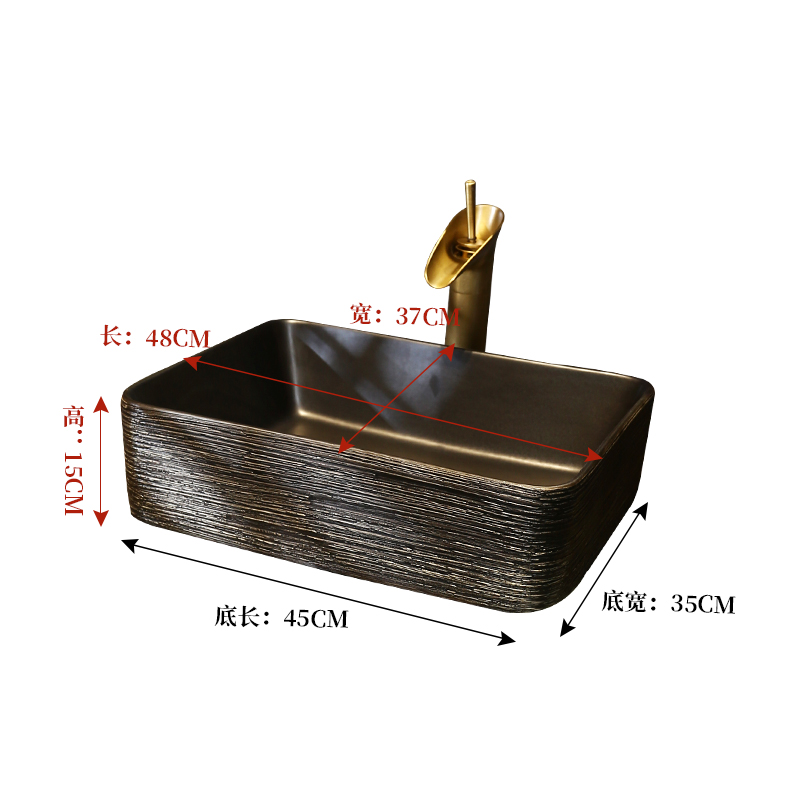 Beautiful queen cell on basin basin archaize square Chinese art lavatory household creative ceramic lavabo restoring ancient ways