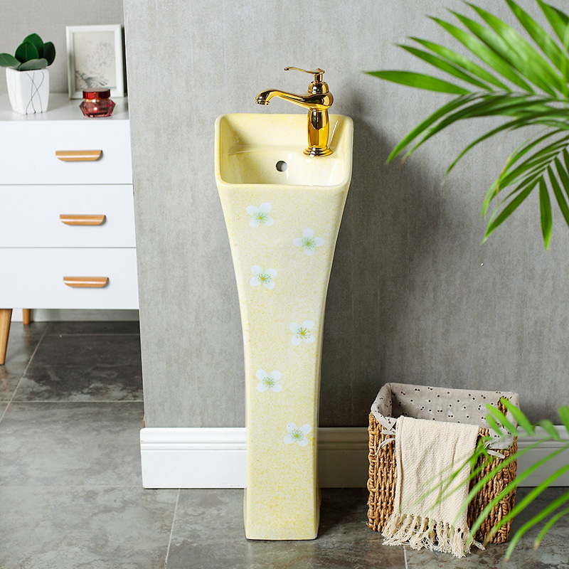Ceramic basin of pillar type lavatory small toilet art basin integrated floor balcony sink