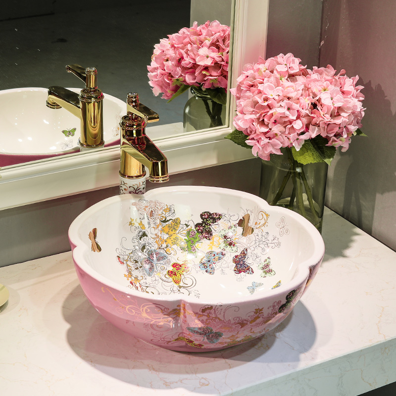 Beautiful queen cell basin ceramic art on European household toilet lavabo lavatory petals sink