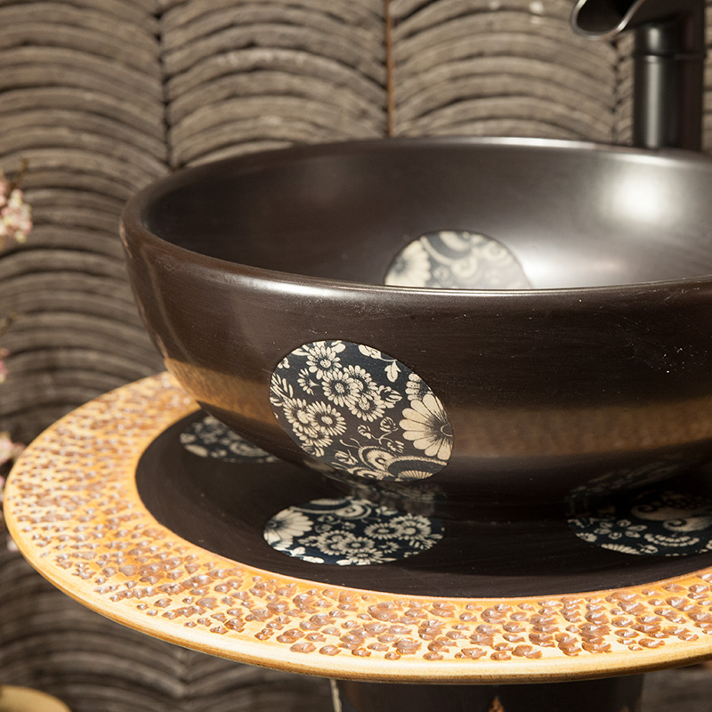 Ceramic basin of pillar type lavatory retro art basin is suing pillar one floor toilet lavabo