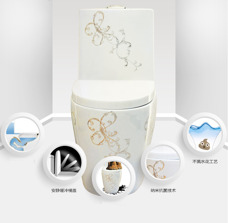 Jingdezhen art trace golden siphon toilet deodorization European large household implement adult toilet
