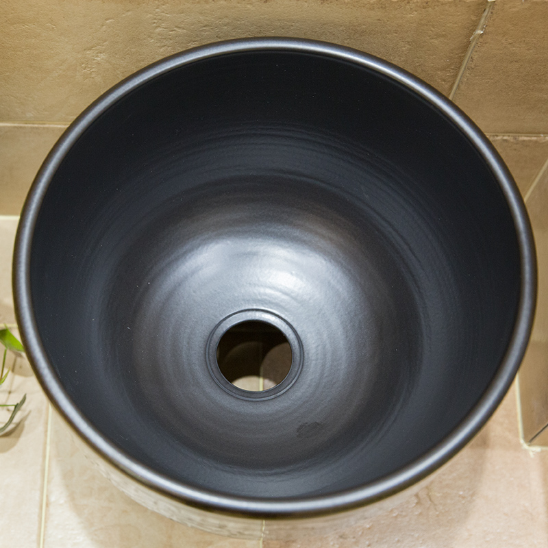 Ceramic art basin mop mop pool ChiFangYuan one - piece mop pool diameter 40 cm black lotus