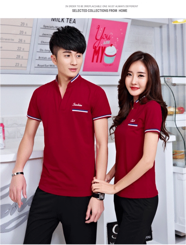 Cặp đôi 2018 hè mới cotton ngắn tay đứng cổ áo quần thể thao nam phù hợp với trang phục thường ngày của phụ nữ - Thể thao sau