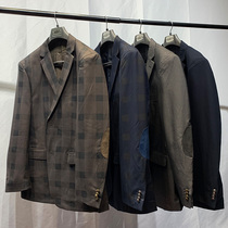 Exit Original Single Big Code Casual Plaid Patch Fabric Retro Oversize Suit